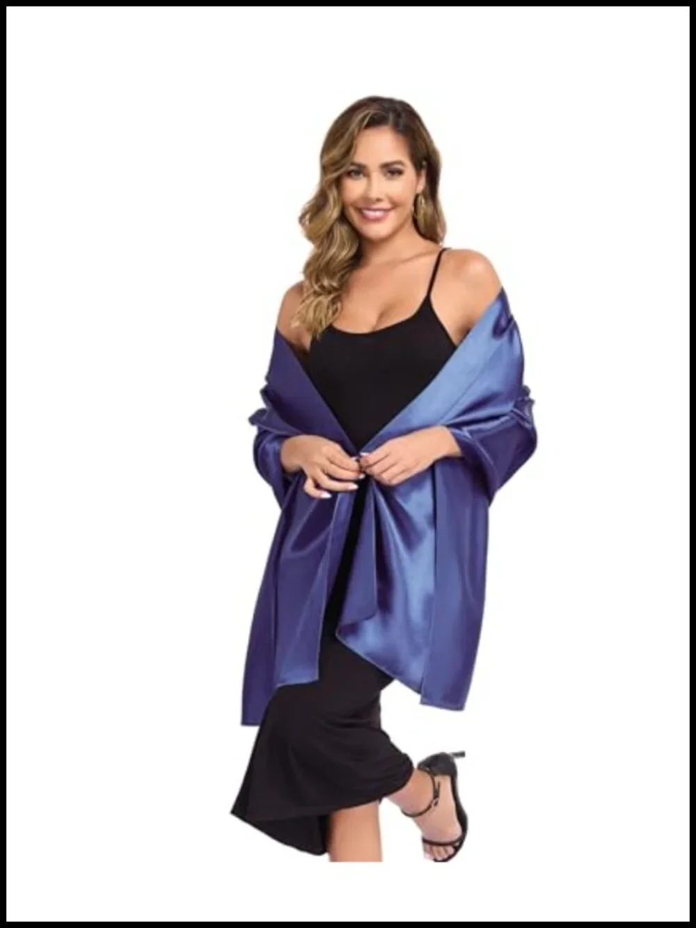 Silky Satin Shawl Wrap for Women Wedding Guest Lightweight Evening Scarf